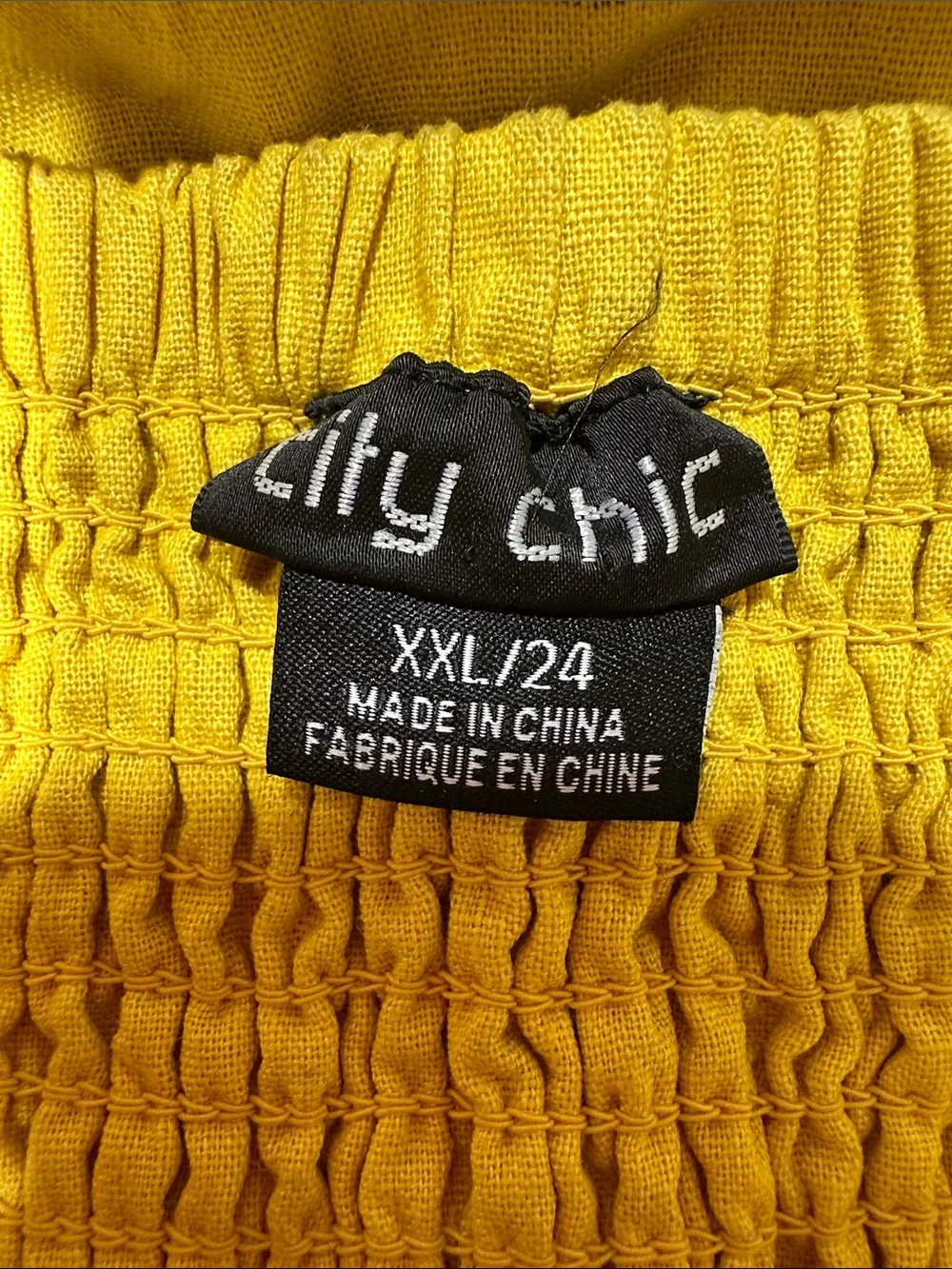 City Chic Yellow Linen Blend Bow Smocked Back Sundress Women's XXL/24 - Picture 2 of 10